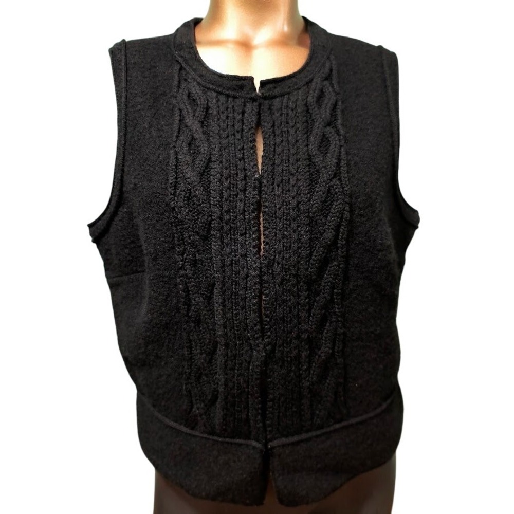 Tribal Black Boiled Wool Vest Women's M/M Hook and Eye Closure Wool Blend